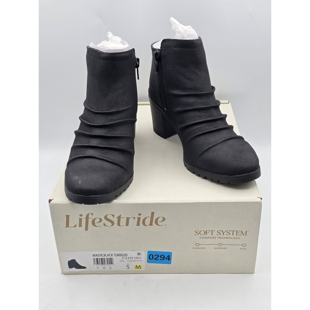 NEW Lifestride Women's Maeve Ankle Boot Black Tumbled - Sz 5 M